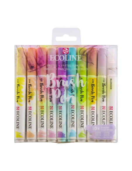▷ ROTULADORES ECOLINE 10 COLORES PASTEL BRUSHPEN | Taine - Imagen 1