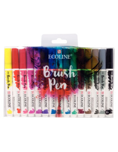 ▷ ROTULADORES ECOLINE 15 COLORES BASICOS BRUSHPEN | Taine - Imagen 1