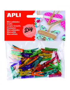 ▷ PINZAS APLI DE MADERA COLORES SURTIDOS 25X3MM 45U | Taine - Imagen 1
