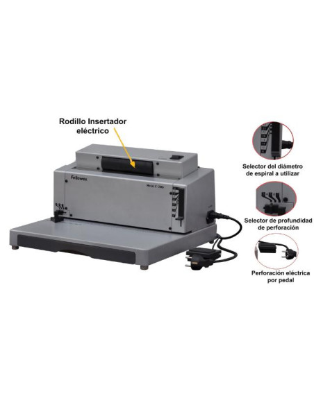 ▷ ENCUADERNADORA FELLOWES ESPIRAL ELECTRICA METAL E 200R | Taine - Imagen 1
