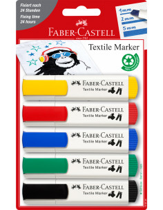 ▷ ROTULADORES FABER CASTELL 5 UDS TEXTILE SURTIDOS BISELADOS | Taine - Imagen 1