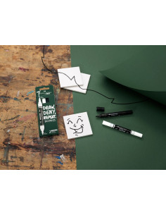 ▷ SET 2 ROTULADORES FABER-CASTELL 2 PUNTAS BLANCO Y NEGRO | Taine - Imagen 1