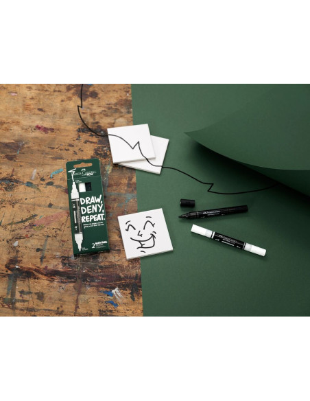 ▷ SET 2 ROTULADORES FABER-CASTELL 2 PUNTAS BLANCO Y NEGRO | Taine - Imagen 1