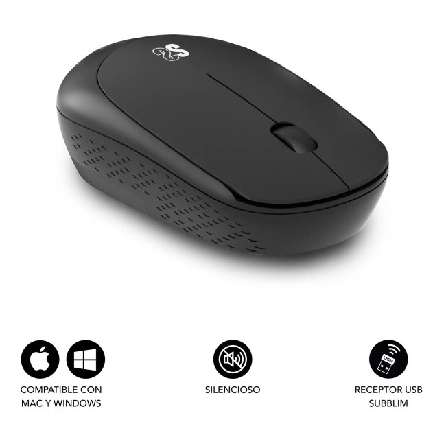 ▷ RATON SUBBLIM PLUS SILENCIOSO INALÁMBRICO 2.4G 1200 DPI NEGRO | Taine - Imagen 1