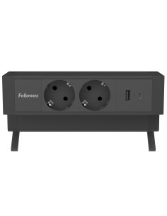 ▷ REGLETA SOBREMESA FELLOWES 2 TOMA USB A/C NEGRO | Taine - Imagen 1