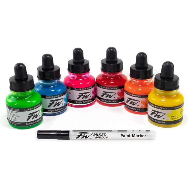▷ SET DALER ROWNEY TINTA ACRILICA FUORESCENTE 6X29,5 | Taine - Imagen 1