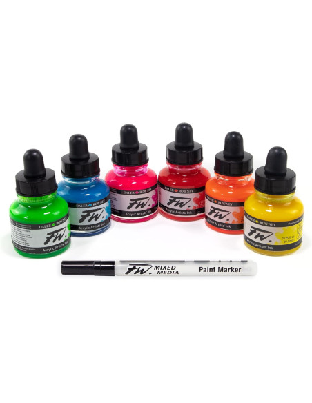 ▷ SET DALER ROWNEY TINTA ACRILICA FUORESCENTE 6X29,5 | Taine - Imagen 1