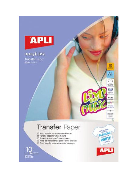 ▷ PAPEL TRANSFER APLI A4 5H. INKJET TEJIDOS OSCUROS | Taine - Imagen 1