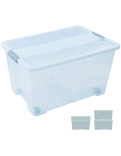 ▷ CAJA ARCHIVO 2000 ALMACENAJE CON TAPA Y RUEDAS 52 L 400X570X320 MM CRISTAL | Taine - Imagen 1