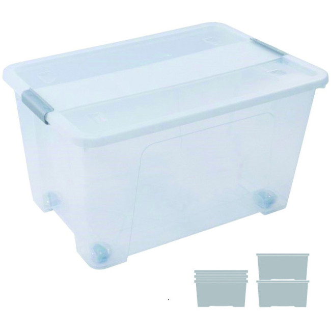 ▷ CAJA ARCHIVO 2000 ALMACENAJE CON TAPA Y RUEDAS 52 L 400X570X320 MM CRISTAL | Taine - Imagen 1