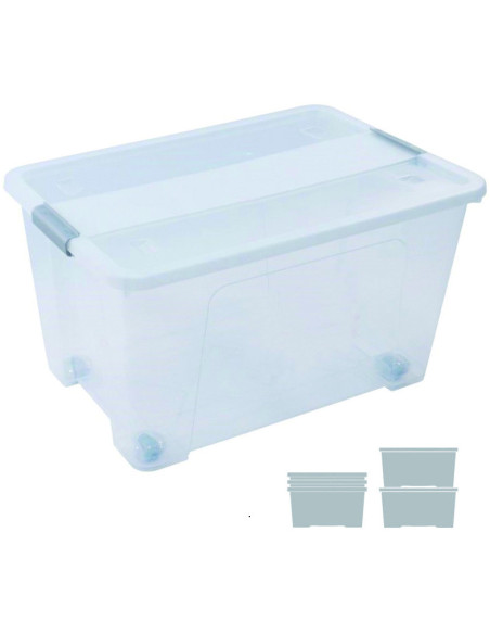 ▷ CAJA ARCHIVO 2000 ALMACENAJE CON TAPA Y RUEDAS 52 L 400X570X320 MM CRISTAL | Taine - Imagen 1