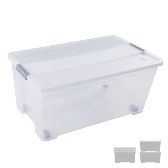 ▷ CAJA ARCHIVO 2000 ALMACENAJE CON TAPA Y RUEDAS 61 L 400X680X310 MM CRISTAL | Taine - Imagen 1