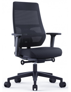 ▷ SILLA ROCADA OFICINA C.ASIENTO TAPIZADO NEGRO / RESPALDO MALLA NEGRA BRAZOS | Taine - Imagen 1
