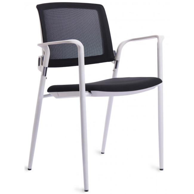 ▷ SILLA ROCADA CONFIDENTE ASIENTO TAPIZADO NEG RESPALDO MALLA NEGRA,CARCASA BLANCA | Taine - Imagen 1