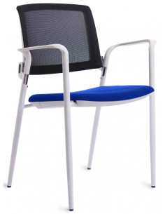 ▷ SILLA ROCADA CONFIDENTE ASIENTO TAPIZADO AZUL RESPALDO MALLA NG CARCASA BLANCA | Taine - Imagen 1