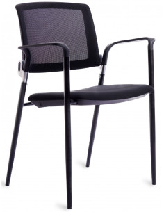 ▷ SILLA ROCADA CONFIDENTE 906V23 ASIENTO TAPIZADO NEGRO RESPALDO MALLA NEGRA | Taine - Imagen 1