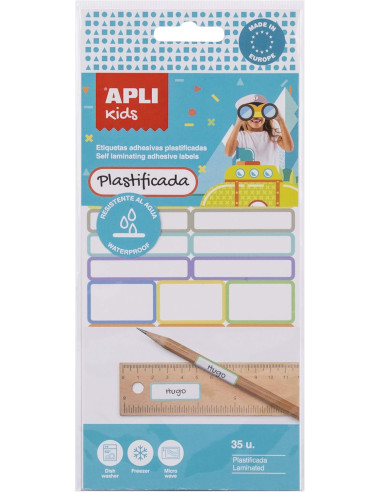 ▷ ETIQUETAS APLI BOLSA 35 UDS PLASTIFICADAS VARIOS TAMAÑOS | Taine - Imagen 1