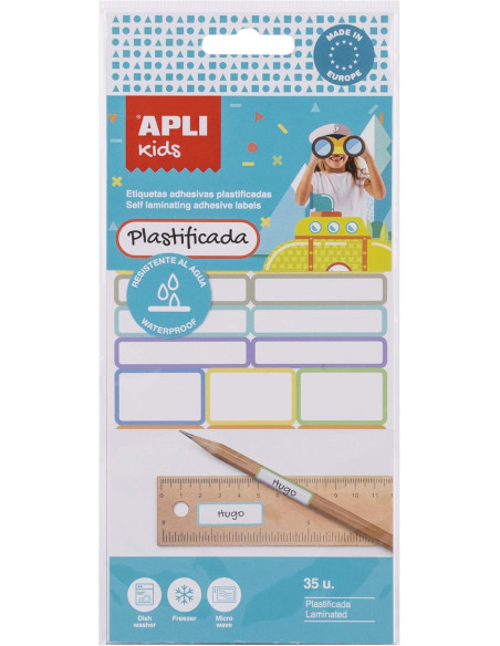 ▷ ETIQUETAS APLI BOLSA 35 UDS PLASTIFICADAS VARIOS TAMAÑOS | Taine - Imagen 1