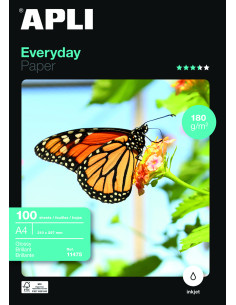 ▷ PAPEL APLI A4 180GR 100H. FOTOGRAFICO EVERYDAY | Taine - Imagen 1