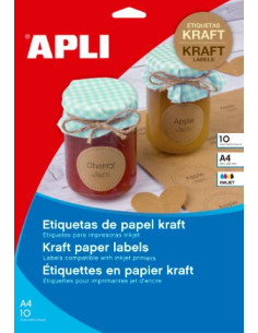 ▷ ETIQUETAS APLI KRAFT A4 210,0x297,0 10HJI | Taine - Imagen 1