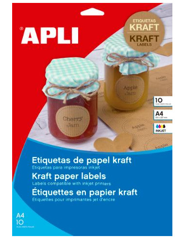 ▷ ETIQUETAS APLI KRAFT A4 210,0x297,0 10HJI | Taine - Imagen 1