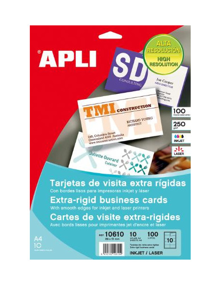▷ TARJETA APLI DE VISITA RIGIDA 250G. 10H | Taine - Imagen 1