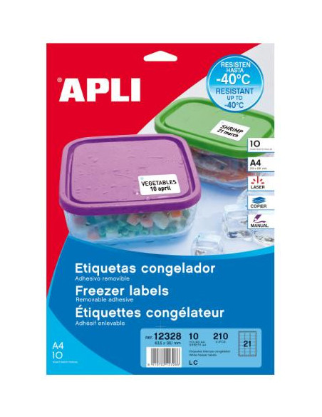 ▷ ETIQUETAS APLI CONGELADOR 63,5 X 38,1MM 10H 210 ETIQ | Taine - Imagen 1