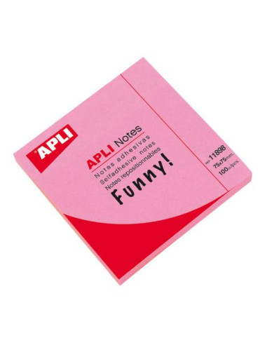 ▷ NOTAS APLI ADHESIVAS ROSA BRILLANTE 100H 75x75MM | Taine - Imagen 1