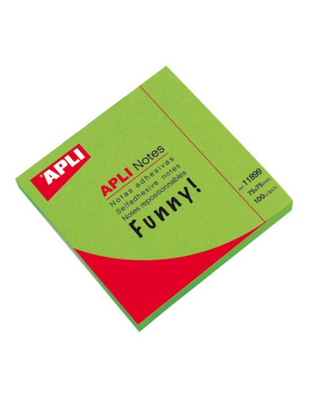▷ NOTAS APLI ADHESIVAS VERDE BRILLANTE 100H 75x75MM | Taine - Imagen 1