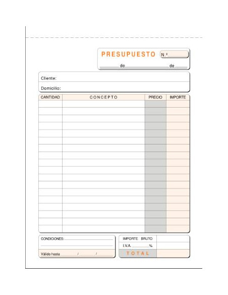 ▷ TALONARIO LOAN PRESUPUES T-90 4º NATURAL DUPLICADO AUTOCOP | Taine - Imagen 1