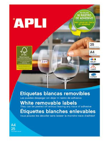 ▷ ETIQUETAS APLI A4 REMOVIBLES | Taine - Imagen 1