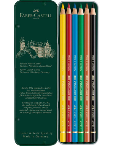 ▷ LAPICES FABER CASTELL 6 UDS POLYCROMOS COLORES | Taine - Imagen 1