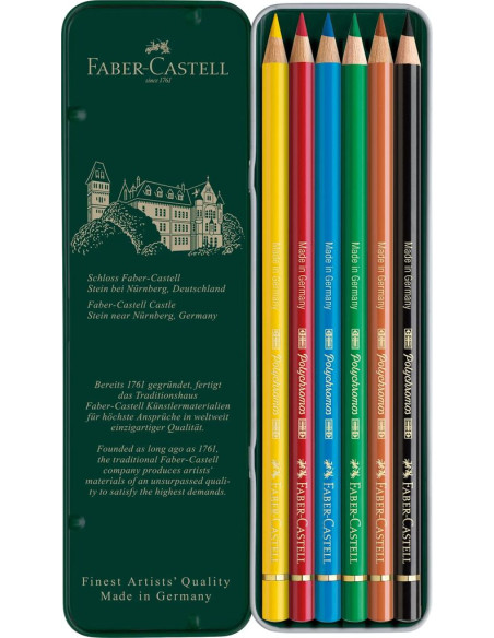 ▷ LAPICES FABER CASTELL 6 UDS POLYCROMOS COLORES | Taine - Imagen 1