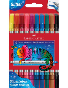 ▷ ROTULADORES FABER CASTELL 12 UDS DOBLE PUNTA GLITTER | Taine - Imagen 1