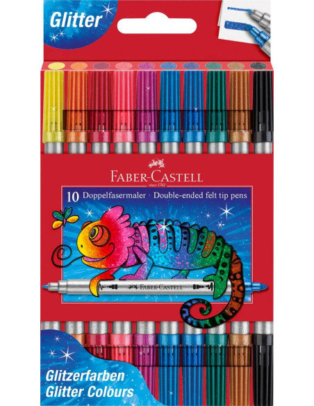 ▷ ROTULADORES FABER CASTELL 12 UDS DOBLE PUNTA GLITTER | Taine - Imagen 1