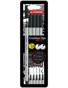 ▷ ROTULADOR STABILO CREAT TIPS - ARTY 5 UDS. NEGRAS 0,2-0,4 07 EXTRAFINOS | Taine - Imagen 1