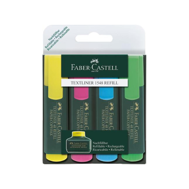 ▷ ROTULADORES FABER CASTELL 4 UDS TEXTLINER FLUOR | Taine - Imagen 1