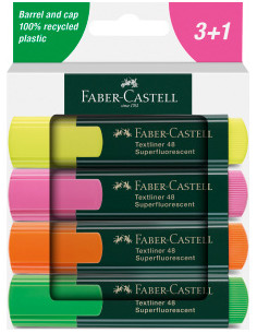 ▷ ROTULADOR FABER CASTELL TEXTLINER FLUOR 4 UDS SURTIDOS | Taine - Imagen 1