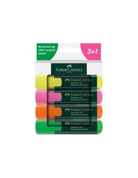 ▷ ROTULADOR FABER CASTELL TEXTLINER FLUOR 4 UDS SURTIDOS | Taine - Imagen 1