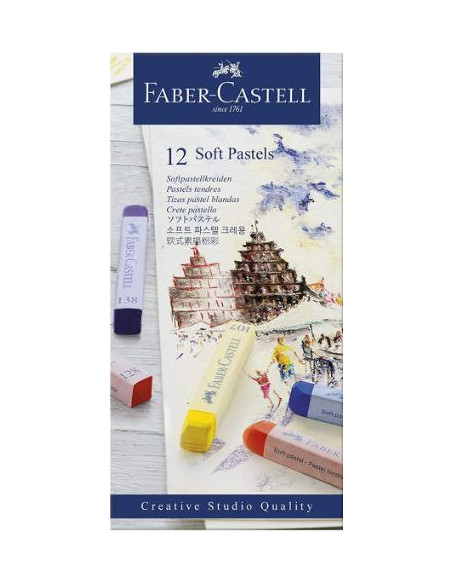 ▷ CAJA FABERCASTELL 12 UDS SOFT PASTEL MULTICOLOR COLORES SURTIDOS | Taine - Imagen 1