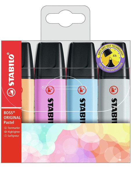 ▷ ROTULADORES STABILO 4 UDS BOSS FLUORESCENTE SURTIDO | Taine - Imagen 1