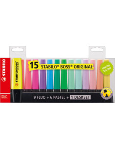 ▷ ROTULADORES STABILO BOSS 15 UDS FLUORESCENTES ORIGINAL | Taine - Imagen 1
