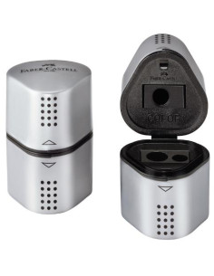 ▷ SACAPUNTAS FABER CASTELL DEPOSITO TRIO GRIP 3 USOS GRIS | Taine - Imagen 1