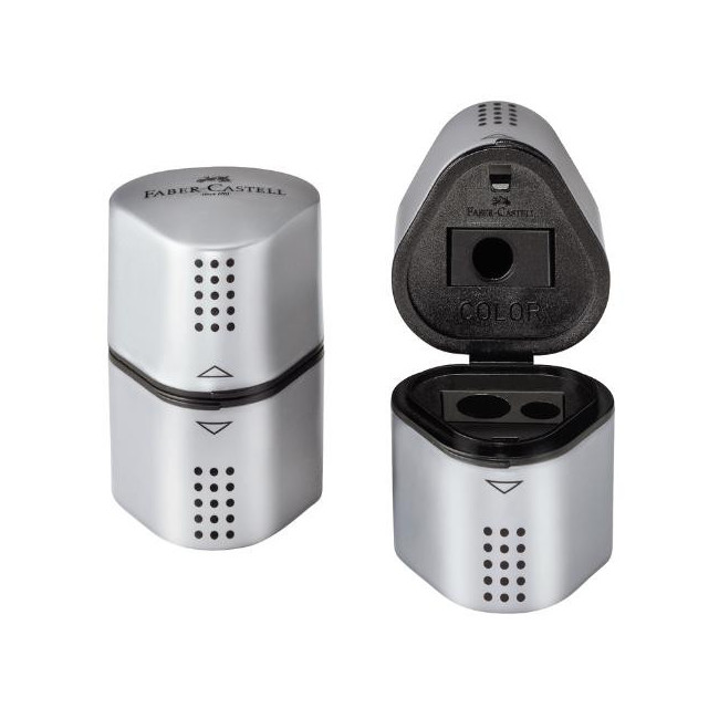 ▷ SACAPUNTAS FABER CASTELL DEPOSITO TRIO GRIP 3 USOS GRIS | Taine - Imagen 1