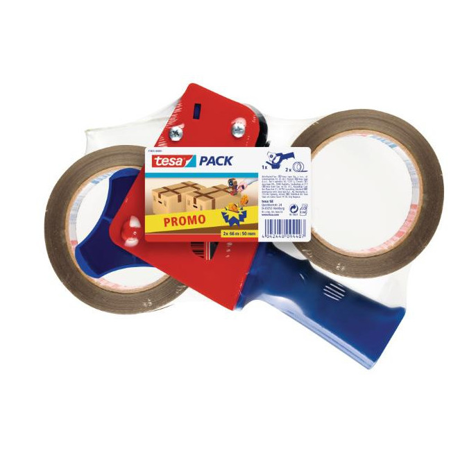 ▷ PORTARROLLOS TESA CINTA EMBALAJE PRECINTO + 2 ROLLOS MARRON 66M X 50MM | Taine - Imagen 1