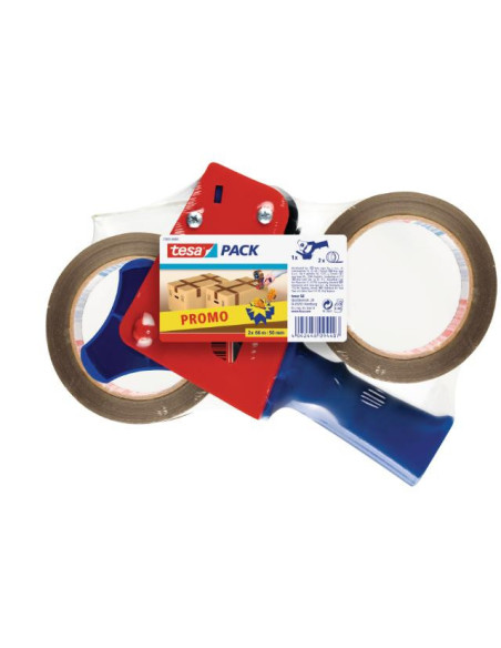 ▷ PORTARROLLOS TESA CINTA EMBALAJE PRECINTO + 2 ROLLOS MARRON 66M X 50MM | Taine - Imagen 1