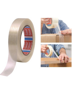 ▷ CINTA TESA EMBALAJE MONOFILAMENTO CON ETIQUETA 50M X 25MM | Taine - Imagen 1