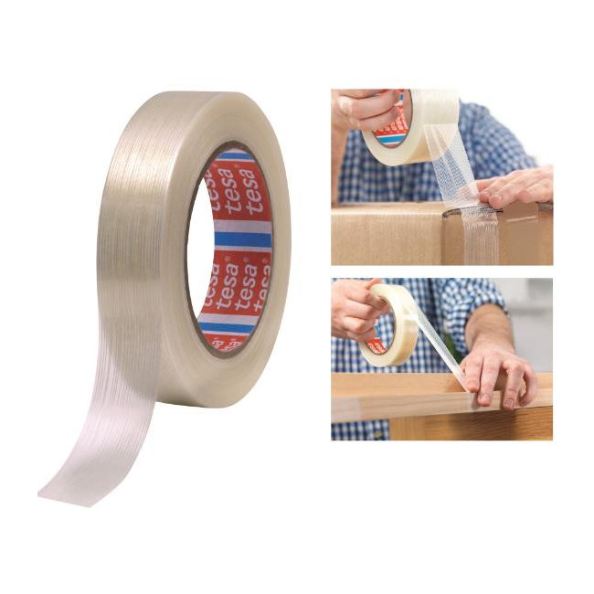 ▷ CINTA TESA EMBALAJE MONOFILAMENTO CON ETIQUETA 50M X 25MM | Taine - Imagen 1