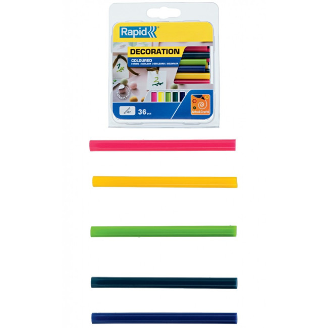 ▷ BARRAS RAPID 36UND COLA D7 UNIVERSAL,SURTIDOS (AZUL PETRÓLEO/AMARILLO/VERDE/FUCS | Taine - Imagen 1