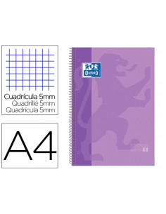 ▷ CUADERNO OXFORD LILA MICROPERFORADO A4+ 80H.90G C.5MM T/D | Taine - Imagen 1